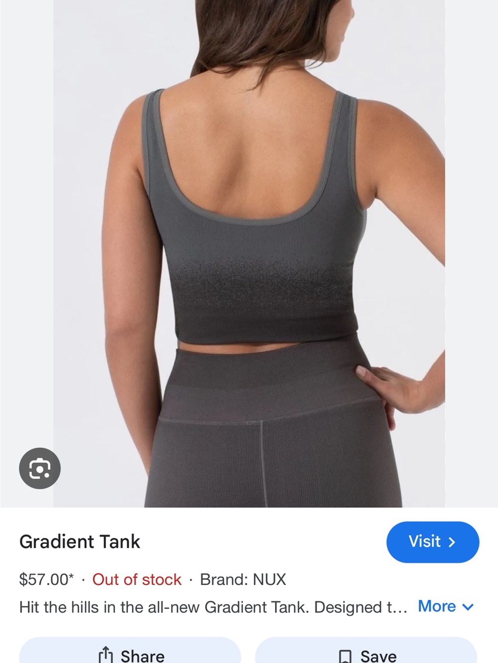 NUX Gray Ombre Crop Tank